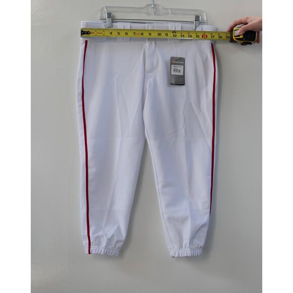 NWT Easton Pants Womens Large White Red Baseball Softball Pro Pipepant Cuffed - Picture 2 of 6